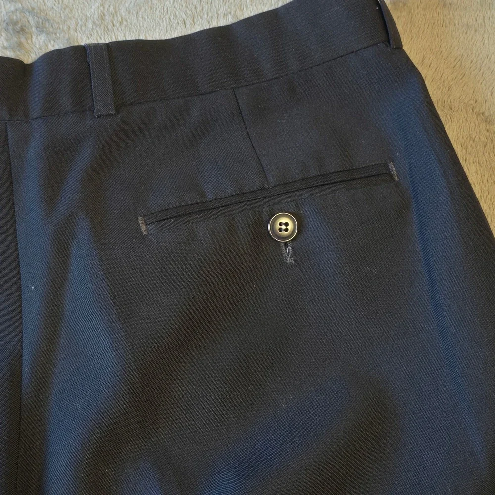 St Michael Marks & Spencer Men's‎ Dress Pants 34x31 Navy Blue Wool Blend Pleated